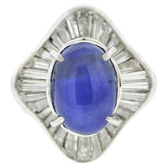 Star Sapphire Diamond Platinum Ring