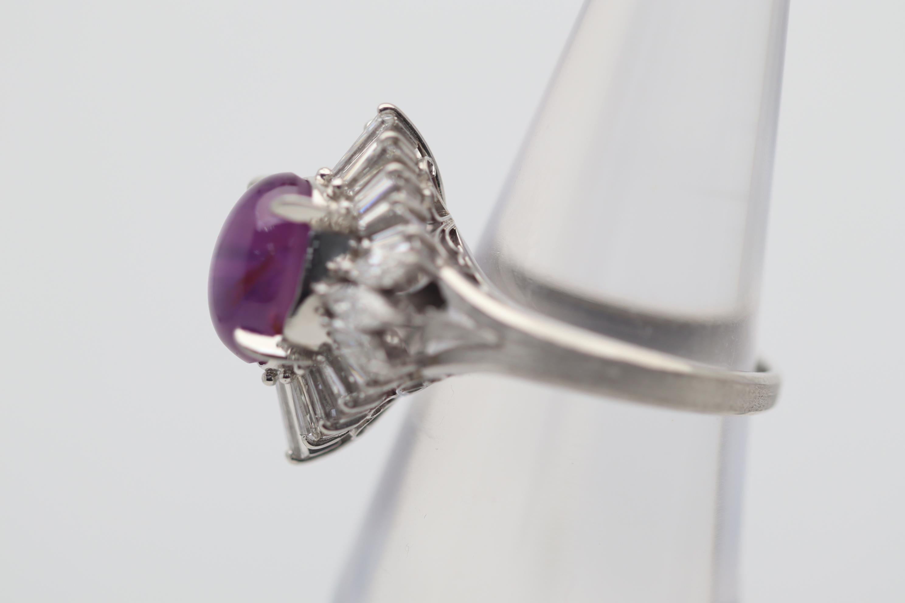 Star Sapphire Diamond Platinum Ring, GIA Certified In New Condition For Sale In Beverly Hills, CA