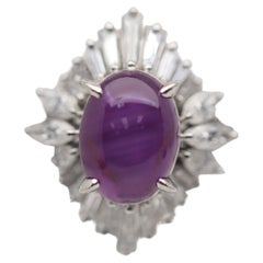 Anello in platino con zaffiro e diamante, certificato GIA
