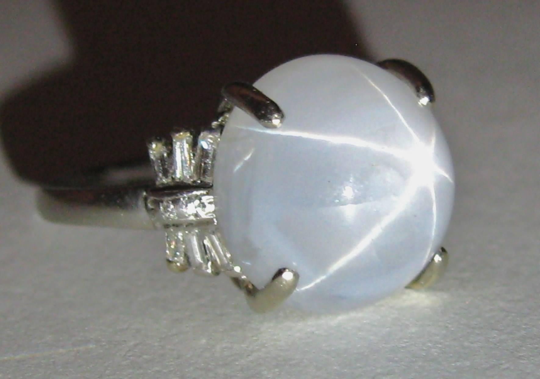 light blue star sapphire ring
