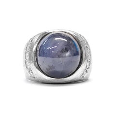 14 Karat Star Sapphire Gypsy Setting Diamond Ring