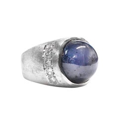 14 Karat Star Sapphire Gypsy Setting Diamond Ring 14 Karat Star Sapphire Gypsy Setting Diamond Ring