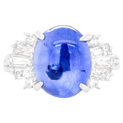 Star Sapphire Ring 6.92 Carat with Diamonds 0.68 Carats Platinum