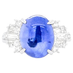 Anello con Zaffiro Stella 6,92 Carati e Diamanti 0,68 Carati in Platino
