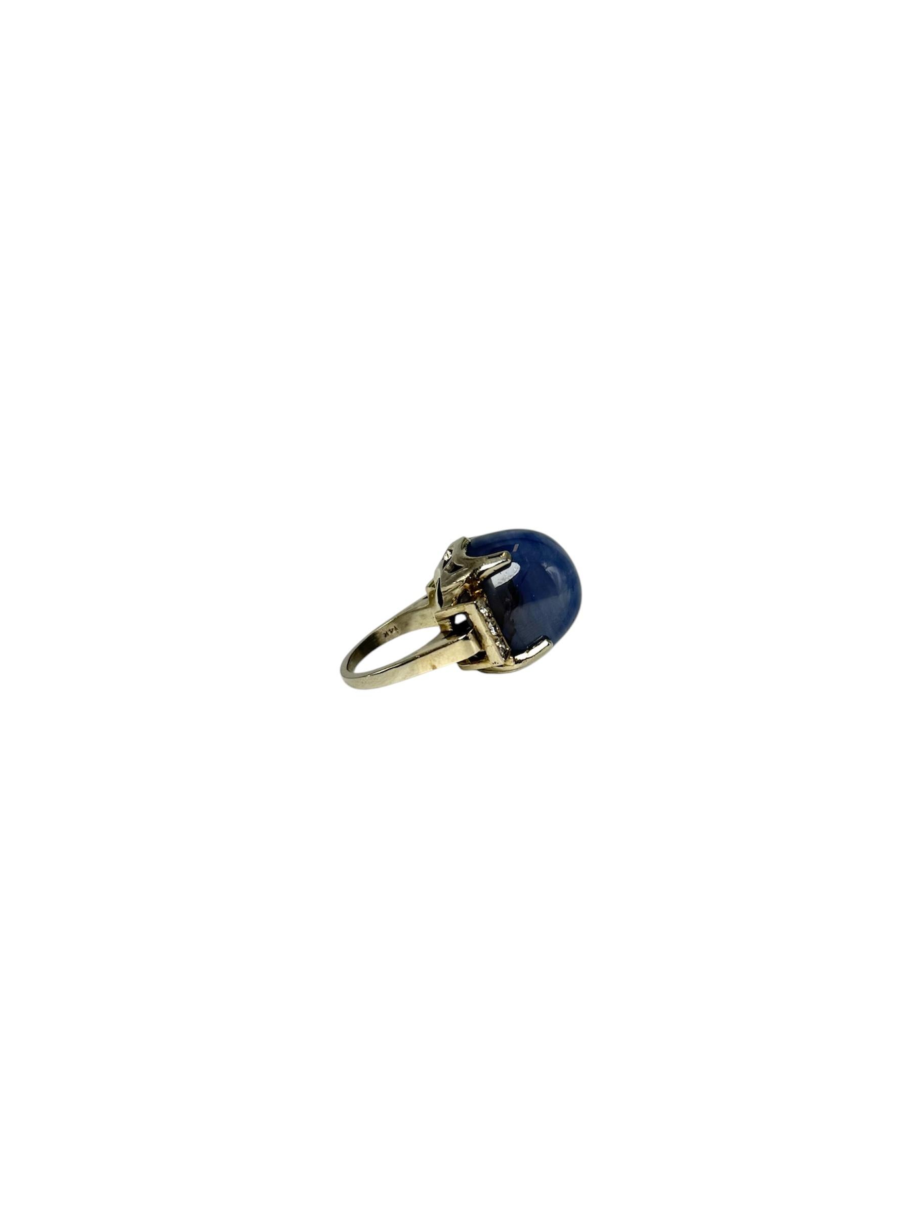 Ring aus 14 Karat Weißgold mit Sternsaphir und Diamant im Angebot 3