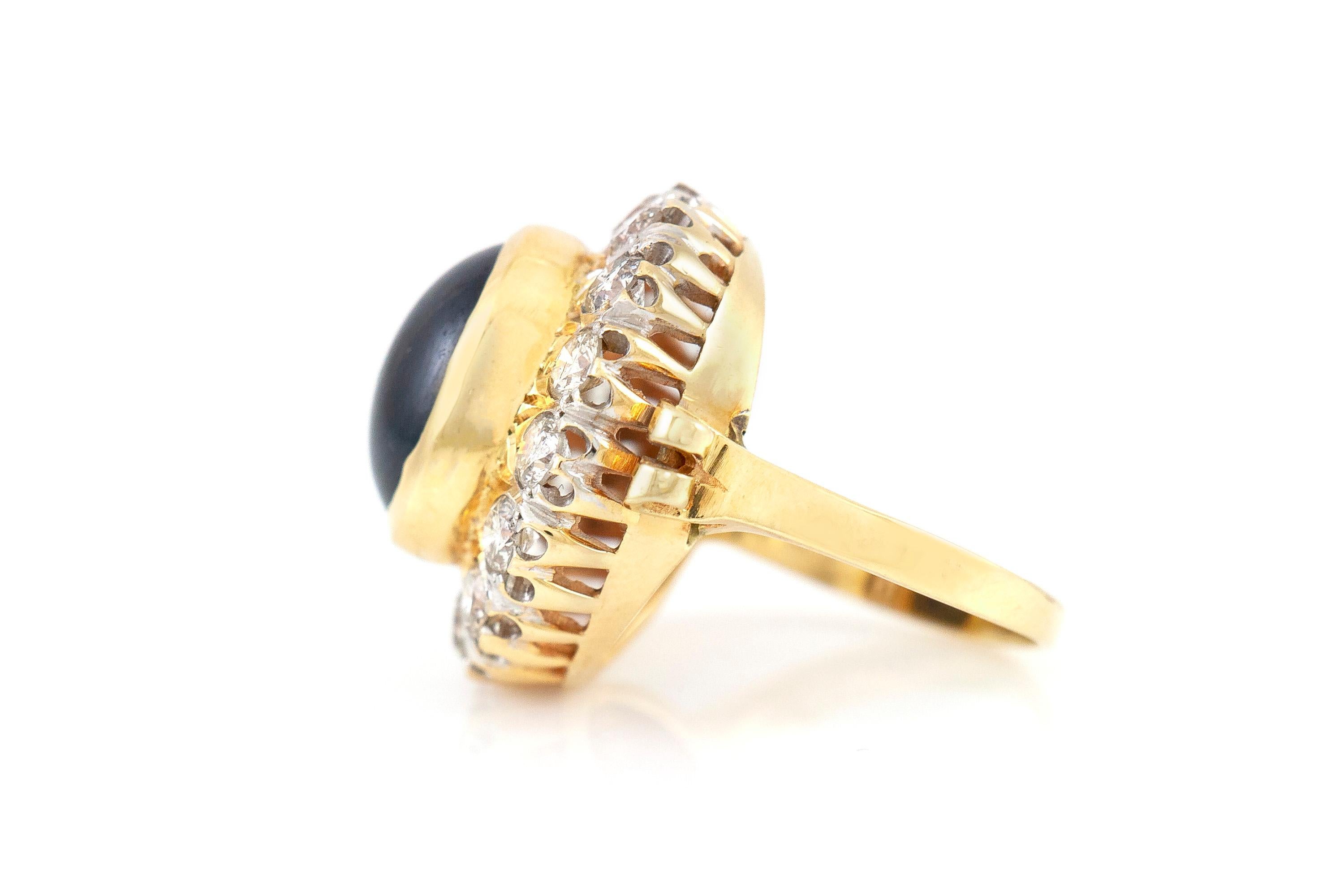 Women's or Men's Star Sapphire Ring with Daiamonds
