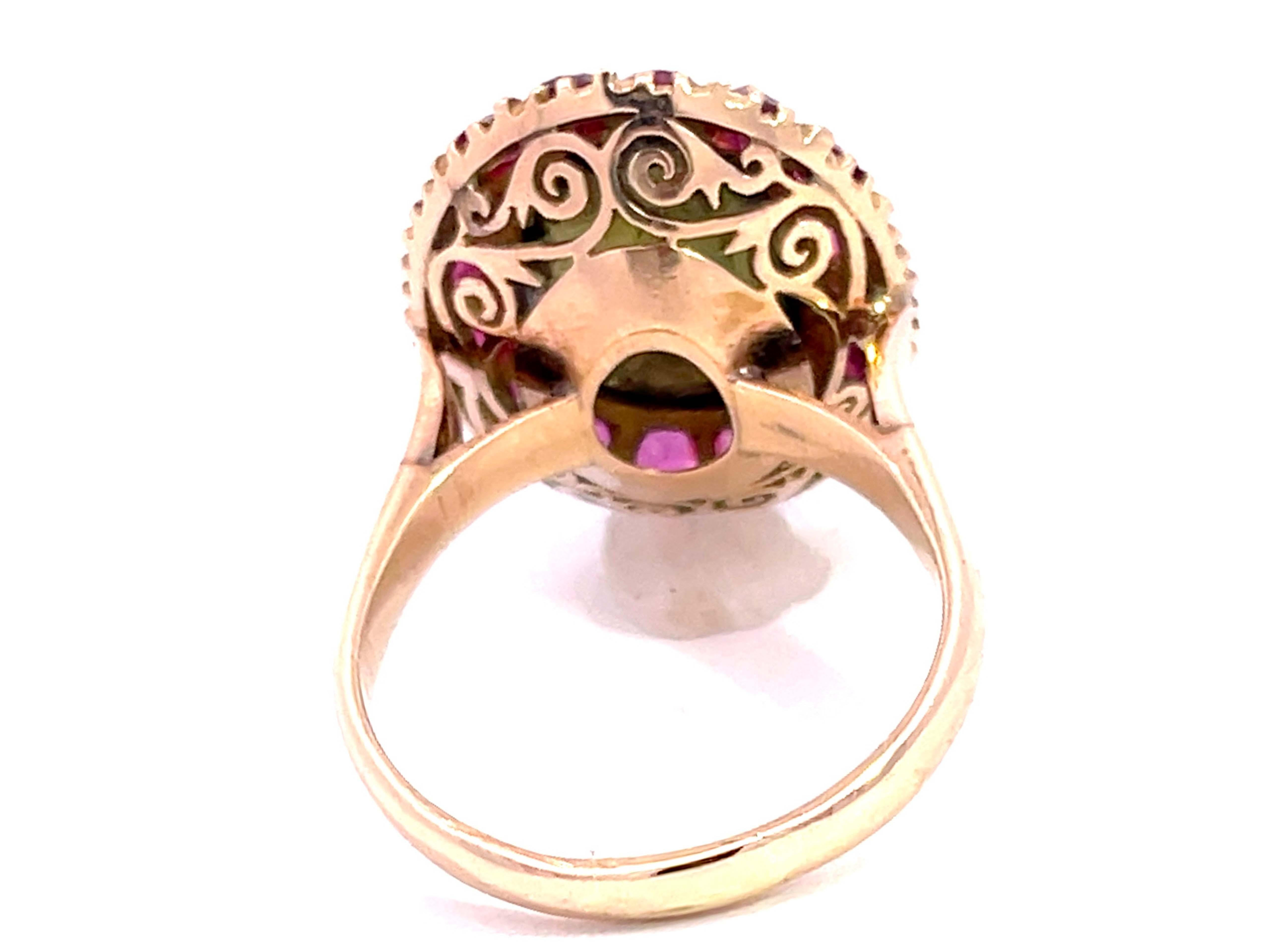 Star Sapphire Ruby Halo Ring in 18k Yellow Gold For Sale 4