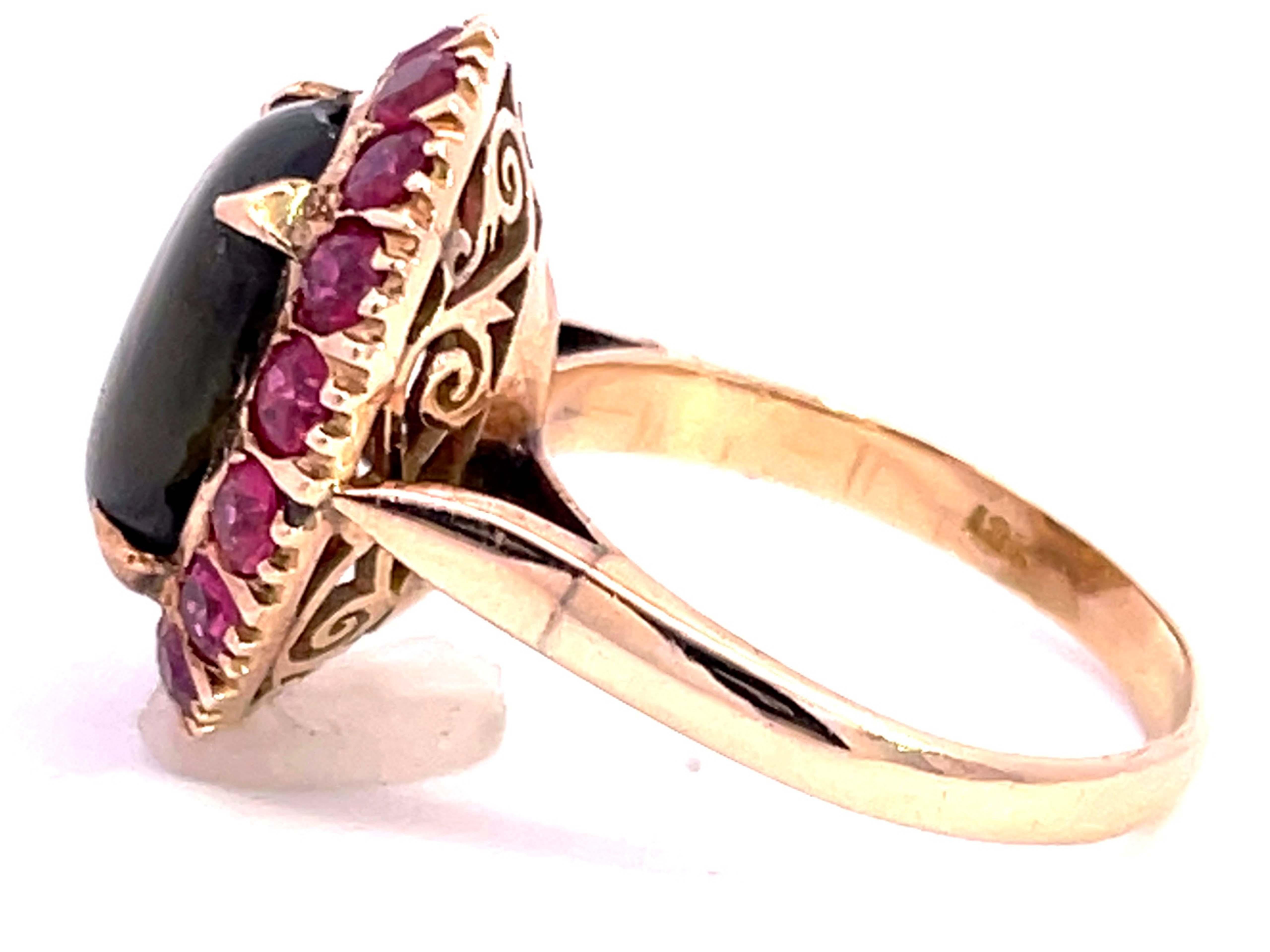 Star Sapphire Ruby Halo Ring in 18k Yellow Gold For Sale 3