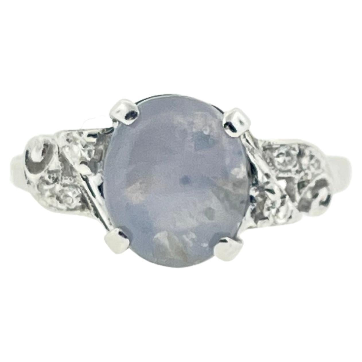 Star Sapphire White Gold Ring For Sale