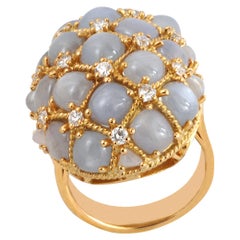 Star Sapphire with Diamond Rings Set in 18 Karat Gold Settings