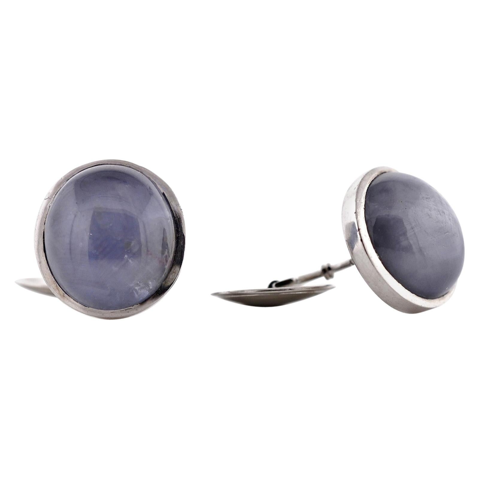 Star Sapphires Platinum Cuff Links For Sale