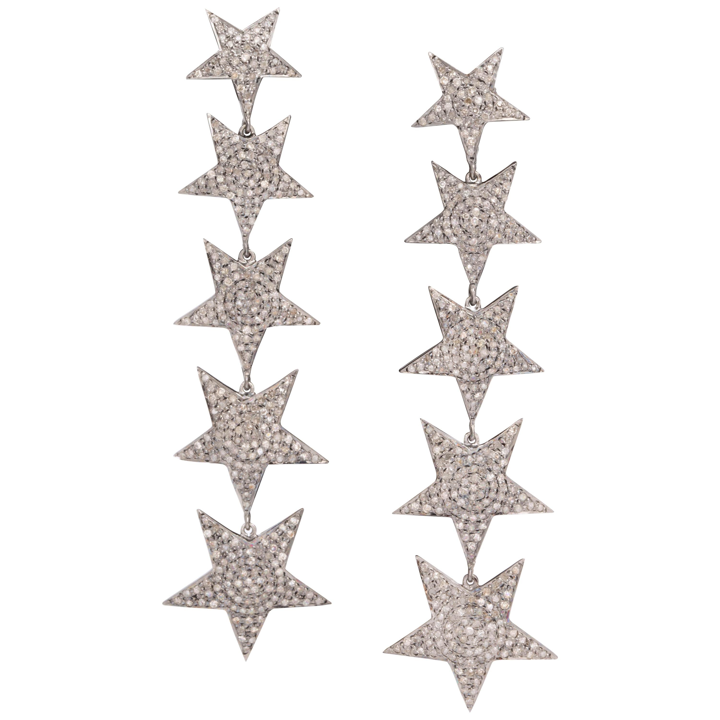 Star Shape Diamond Dangle Earring