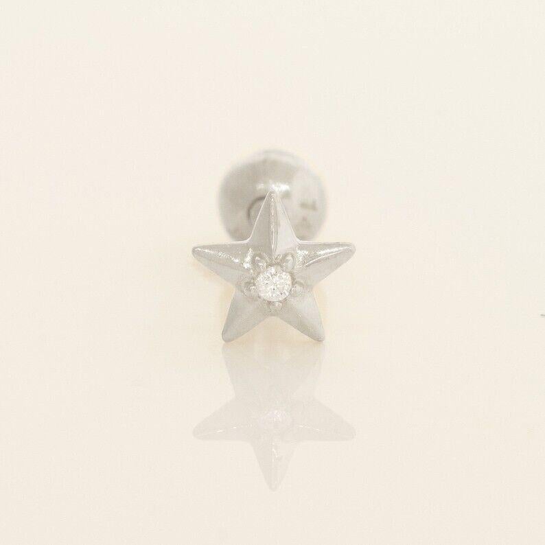 Star Shape Nose Ear Piercings 14K Massivgold Diamant-Schmuck-Sommergeschenk. (Rundschliff) im Angebot