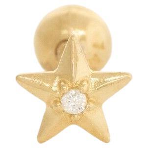 Star Shape Nose Ear Piercings 14K Solid Gold Diamond Jewelry Summer Gift. For Sale