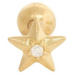 Used Star Shape Nose Ear Piercings 14K Solid Gold Diamond Jewelry Summer Gift.