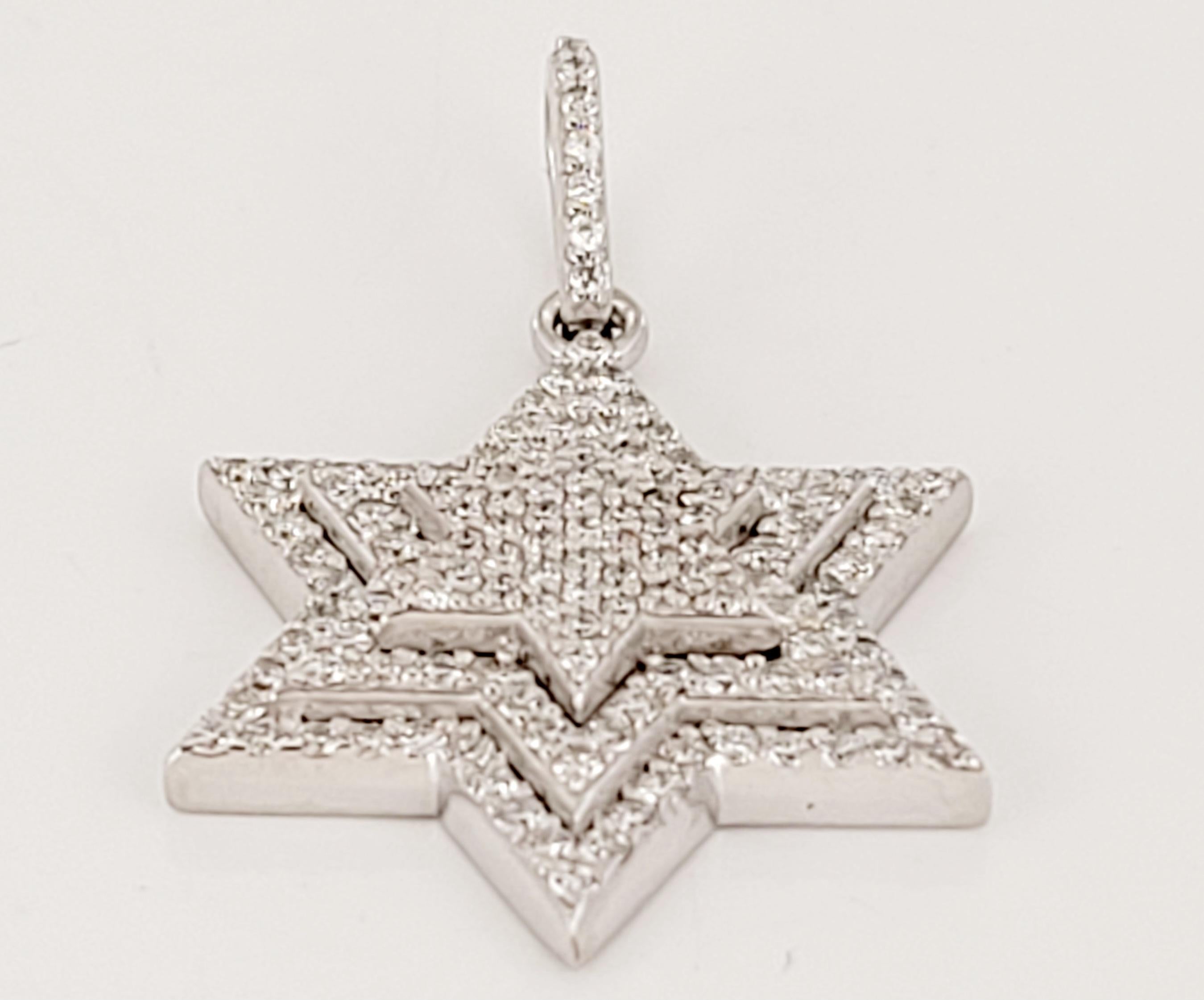 Tree Layer Star shape Pendant 
Metal: 14K White 
Diamond: .25ct
Clarity: VS
Color Grade: G
Weight:2.6gr 
Dimension:19.7mm
With Bail:27.5mm 
Condition New, never worn.
Retail Price: $1600