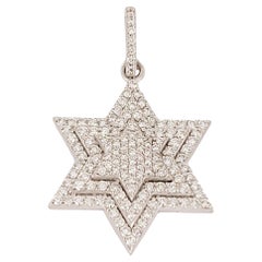 Star Shape  Pendant in 14 k white Gold  with Diamonds