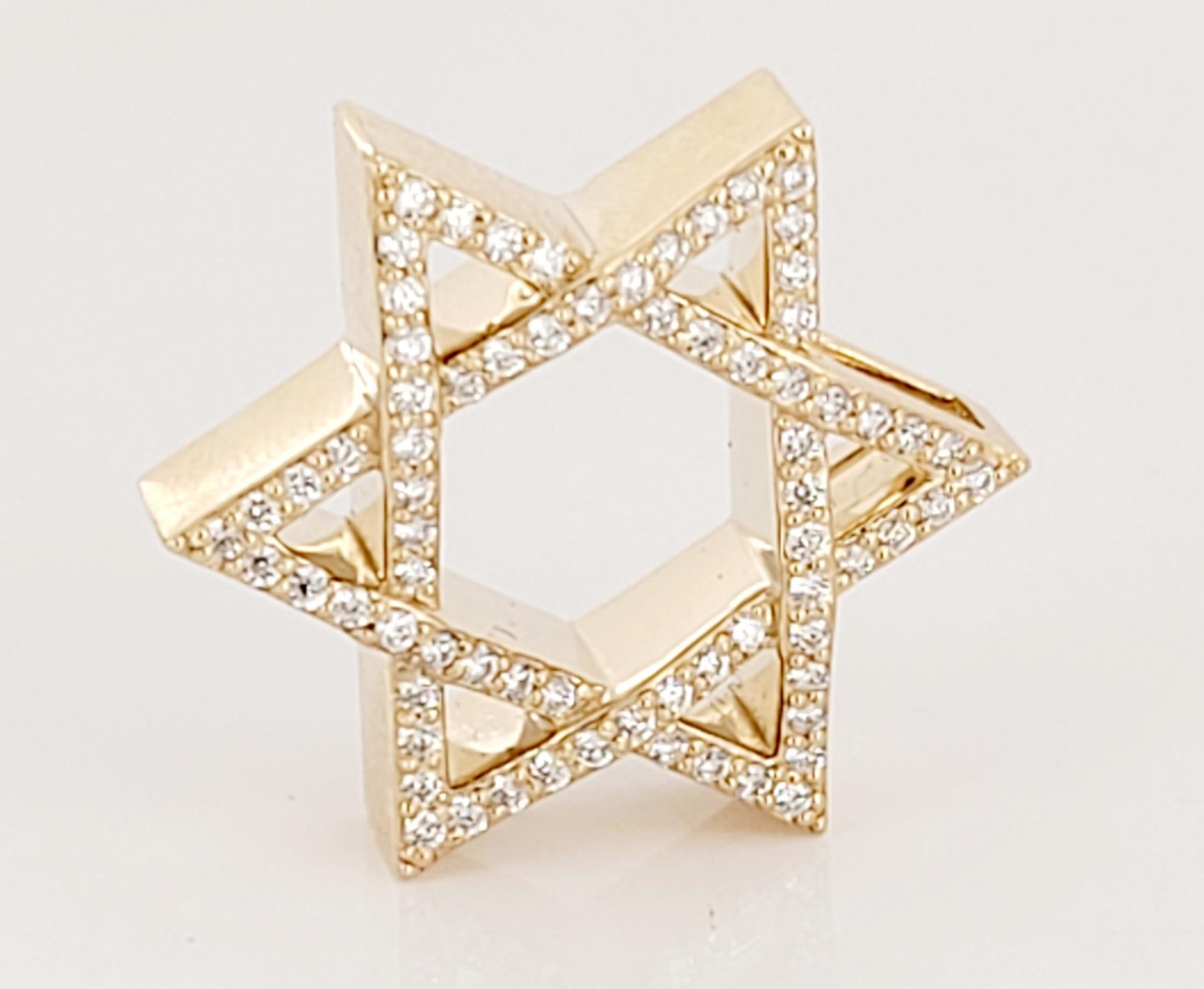 Star Shape Pendant 
14K Yellow Gold 
Diamonds .60ct
Clarity VS
Color Grade G
Weight 7.5gr
Pendant dimension 21mm X 21mm
Condition New, never worn
Retail Price: $2,500