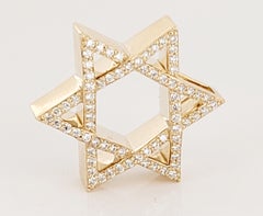 Star Shape Pendant in 14K Yellow Gold  with Diamonds