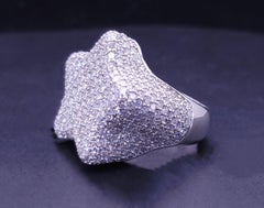 Anello a forma di stella in oro bianco 14K con diamanti, misura 8,5