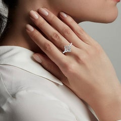 Star Shaped Baguette Diamond Ring Made In 18k White Gold