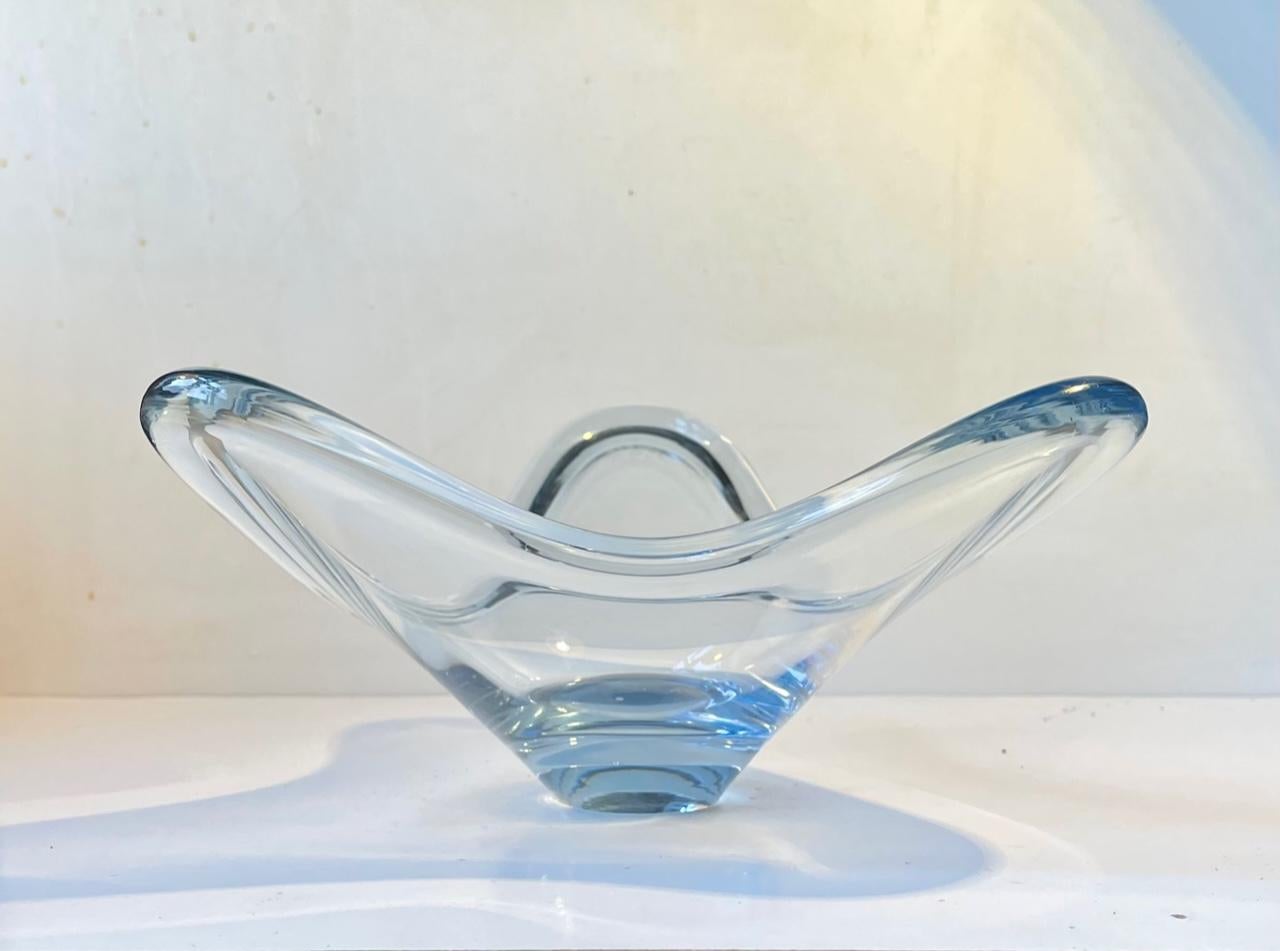 Danish Star Shaped Blue Glass Bowl by Per Lütken for Holmegaard, 1960s For Sale