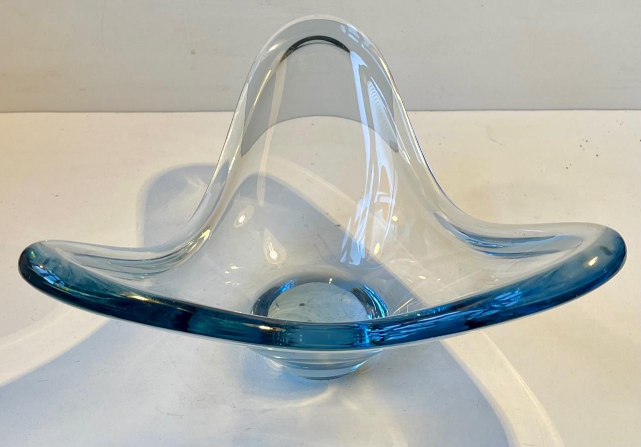Star Shaped Blue Glass Bowl by Per Lütken for Holmegaard, 1960s In Good Condition For Sale In Esbjerg, DK
