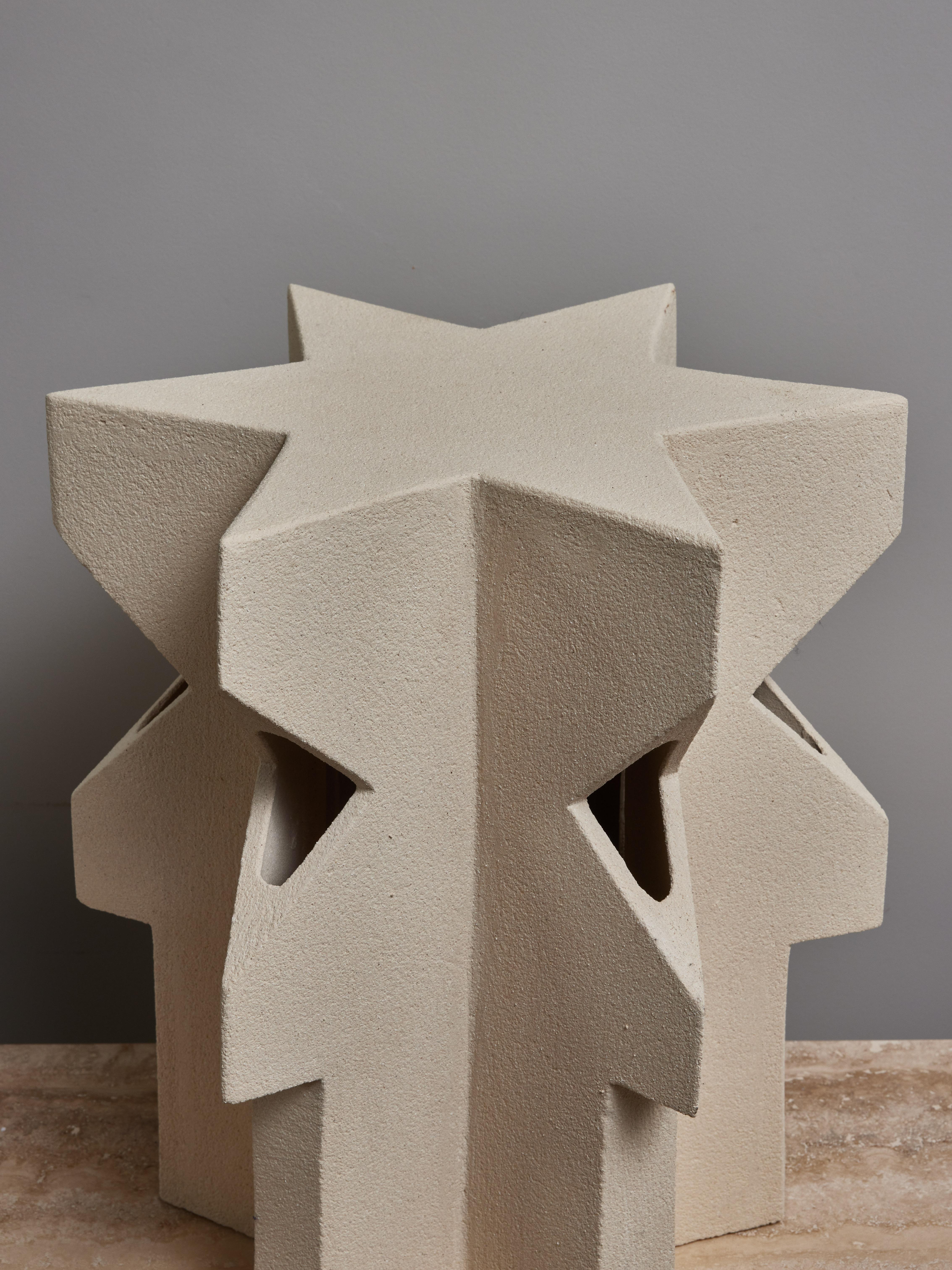 Star Shaped Ceramic Table Lamp by Frederic Bourdiec In Excellent Condition For Sale In Saint-Ouen, IDF