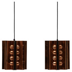 Pendentifs en cuivre en forme d'étoile, par Werner Schou, Danemark, années 1970, lot de 2