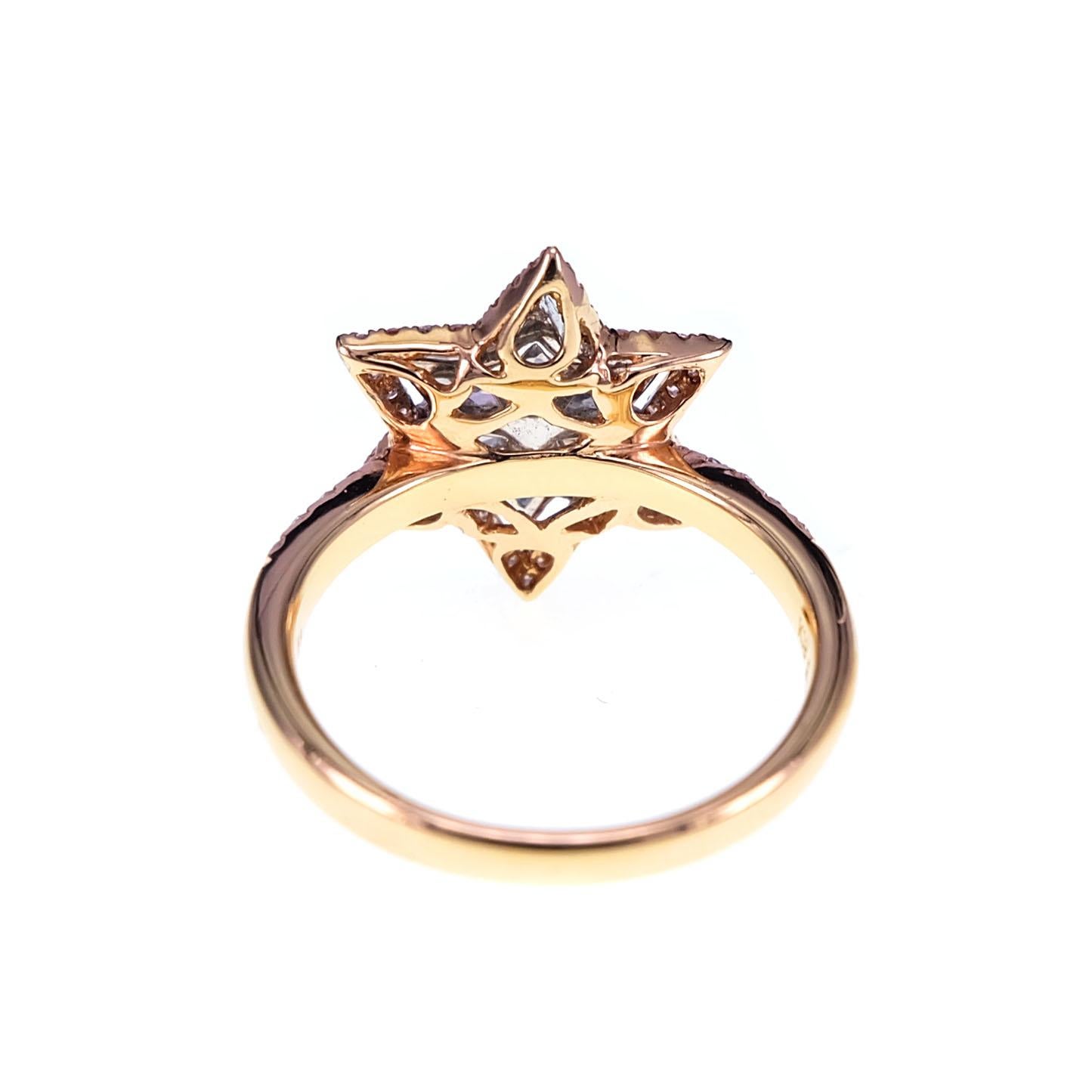 Verlobungsring mit sternförmigem Diamant und rosa Diamant-Kombination (Art nouveau) im Angebot
