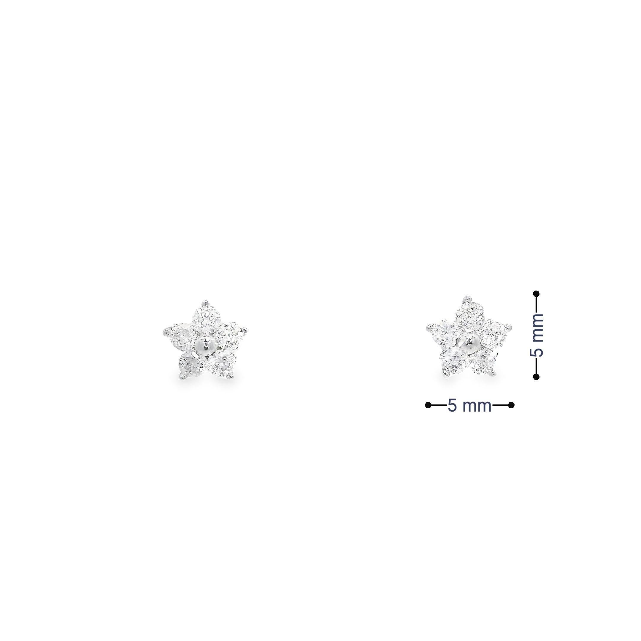 Contemporary Star-shaped Diamond Stud Earrings in 18K White Gold For Sale