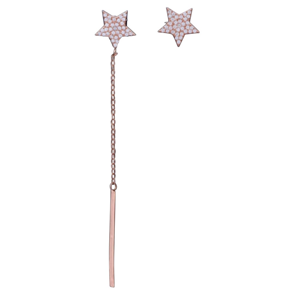 Star Shaped Earrings Natural Pave Diamond Drop Earring 925 Sterling Silver Gift. For Sale