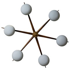 Vintage Star Shaped Flush Mounts with Opaline Glass Globes