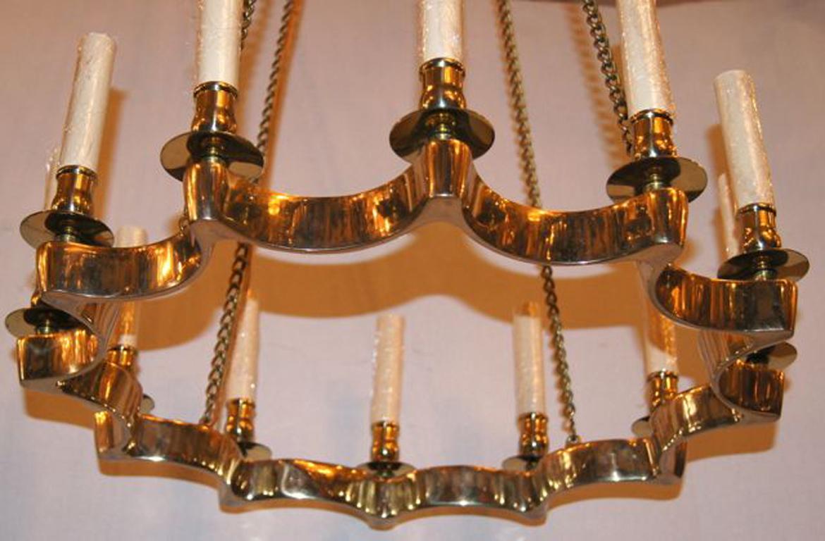 Set of 3 Moderne Star Shaped Gilt Chandeliers, Sold Individually In Good Condition For Sale In New York, NY
