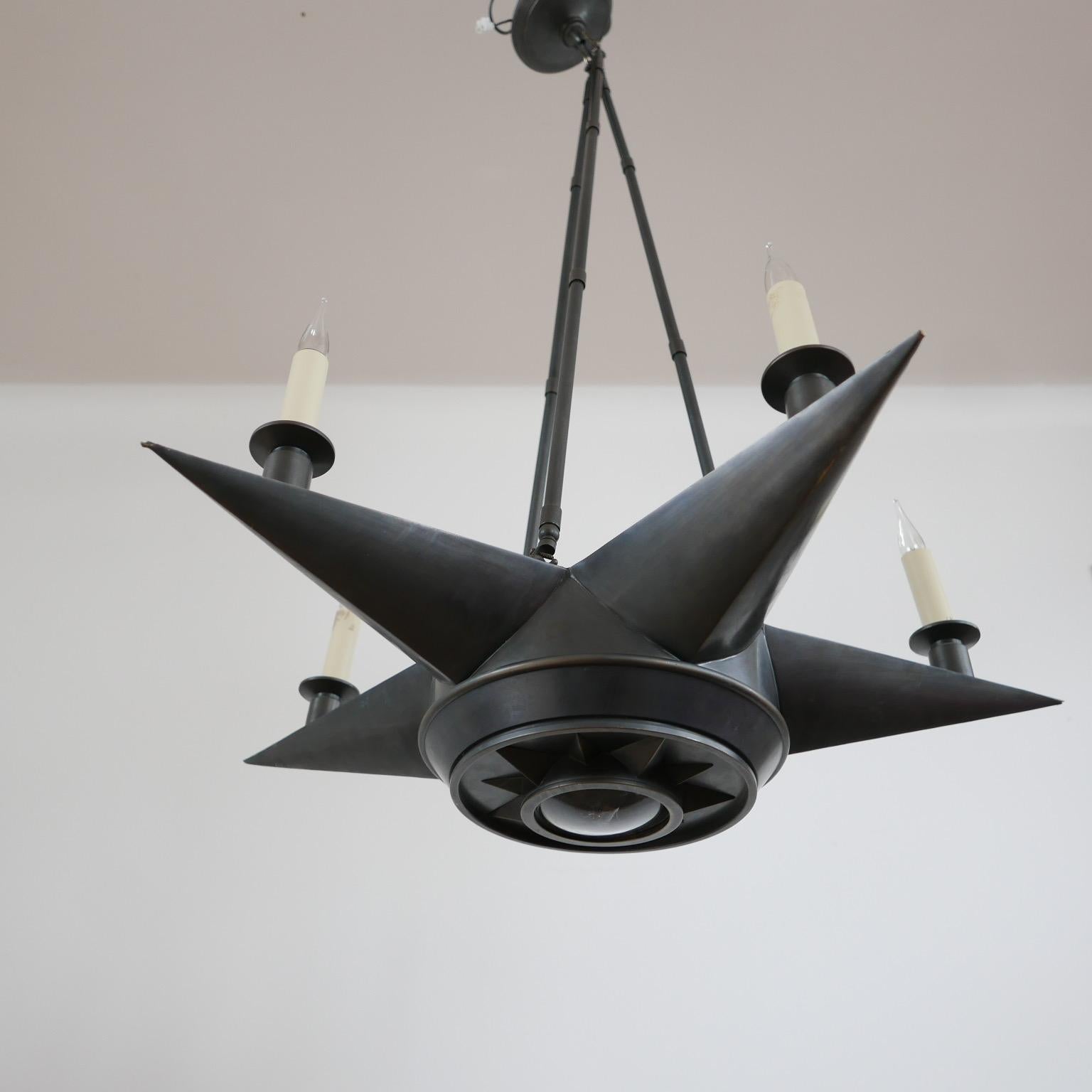 Star Shaped Midcentury Italian Chandeliers '2' For Sale 9