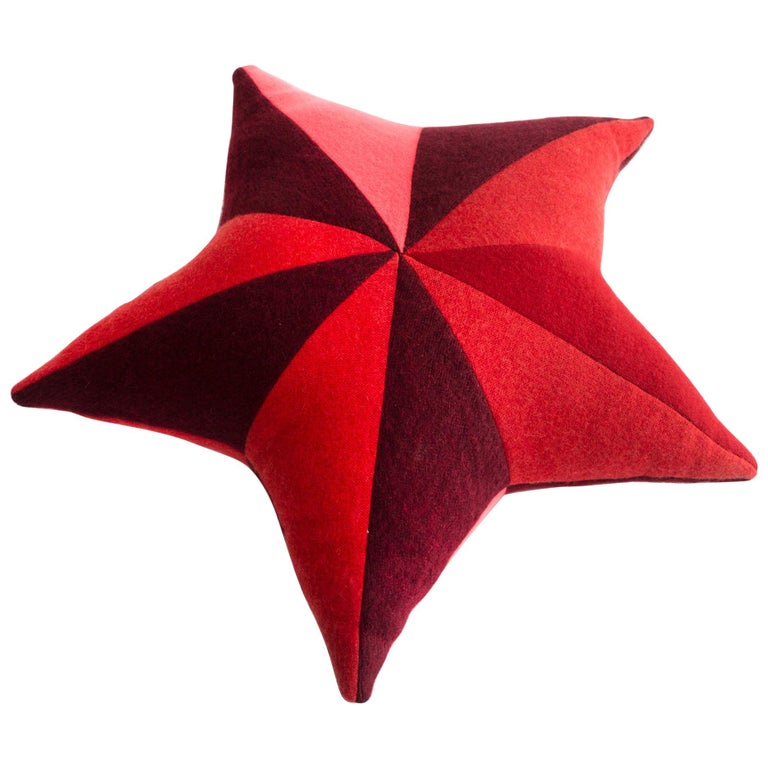 Star Shaped Patchwordk Pillow In Red Cashmere By Greg Chait 2017