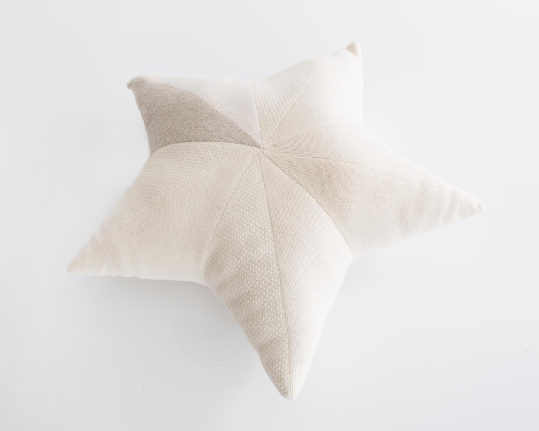 American Star-Shaped Patchwordk Pillow in White Cashmere by Greg Chait, 2017