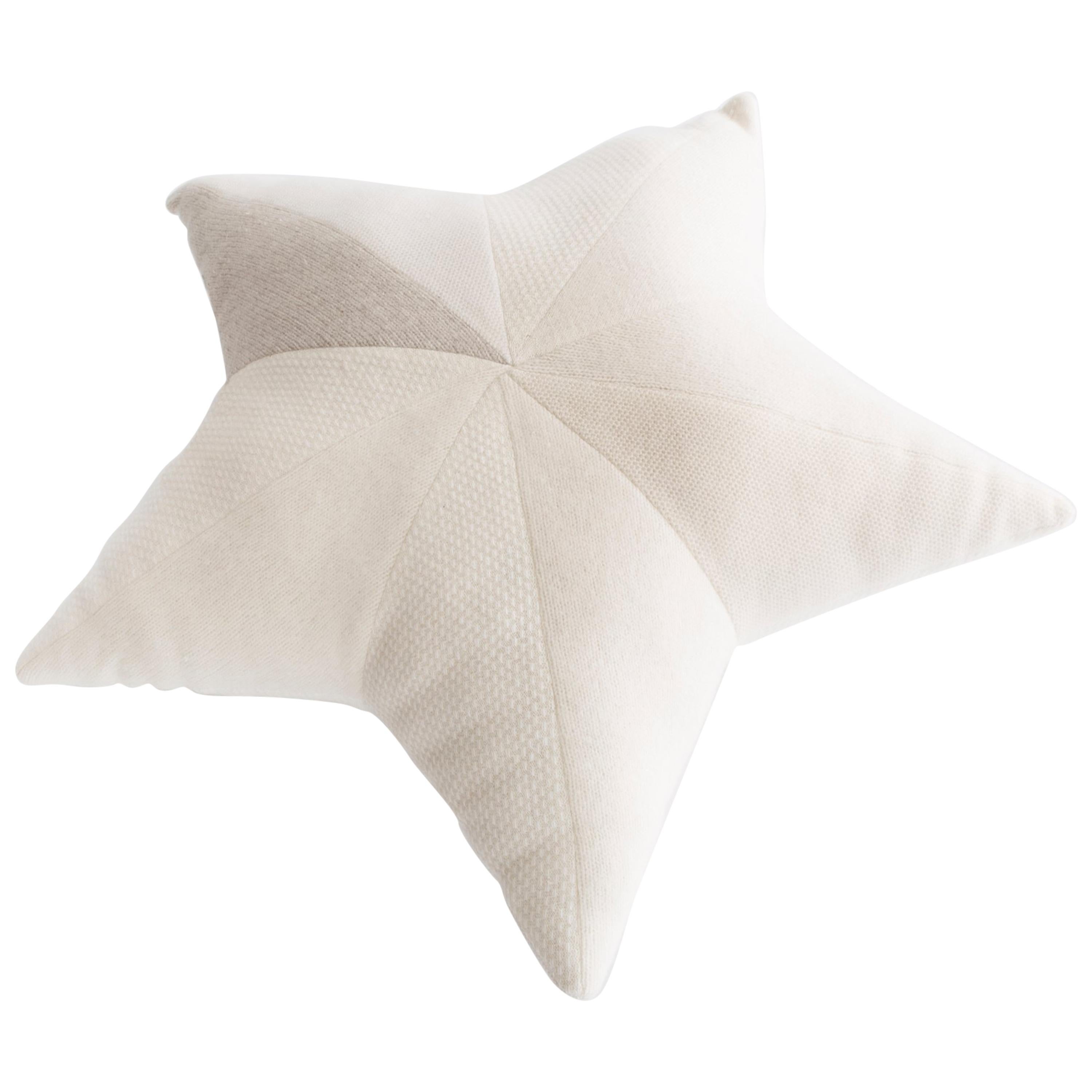 Star-Shaped Patchwordk Pillow in White Cashmere by Greg Chait, 2017