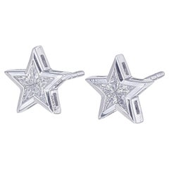 Star shaped Pie cut diamond Bezel set earrings 
