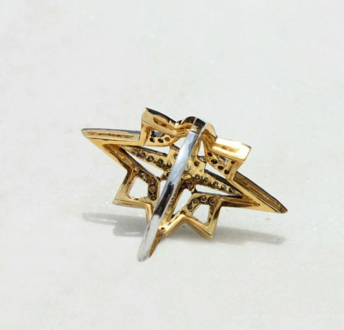 Anello a forma di stella Anello in argento 925 con pavé di diamanti Anello di design Regalo casuale In condizioni Nuovo in vendita a Chicago, IL