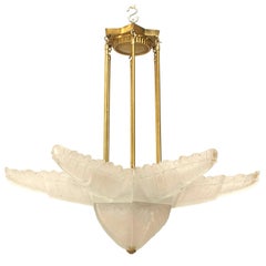 Sabino French Art Deco Frosted Glass Star Shapes Chandelier