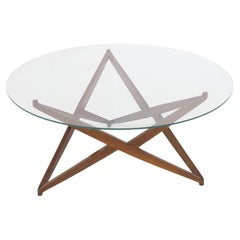 Star Shaped Wood and Glass Coffee Table by Angelo Ostuni
