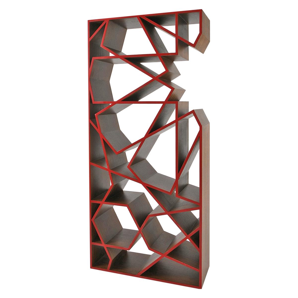 Star Shelf - American walnut geometric bookshelf For Sale