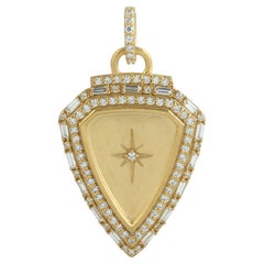 Star Shield Pendant With Diamonds Made In 14k Yellow Gold