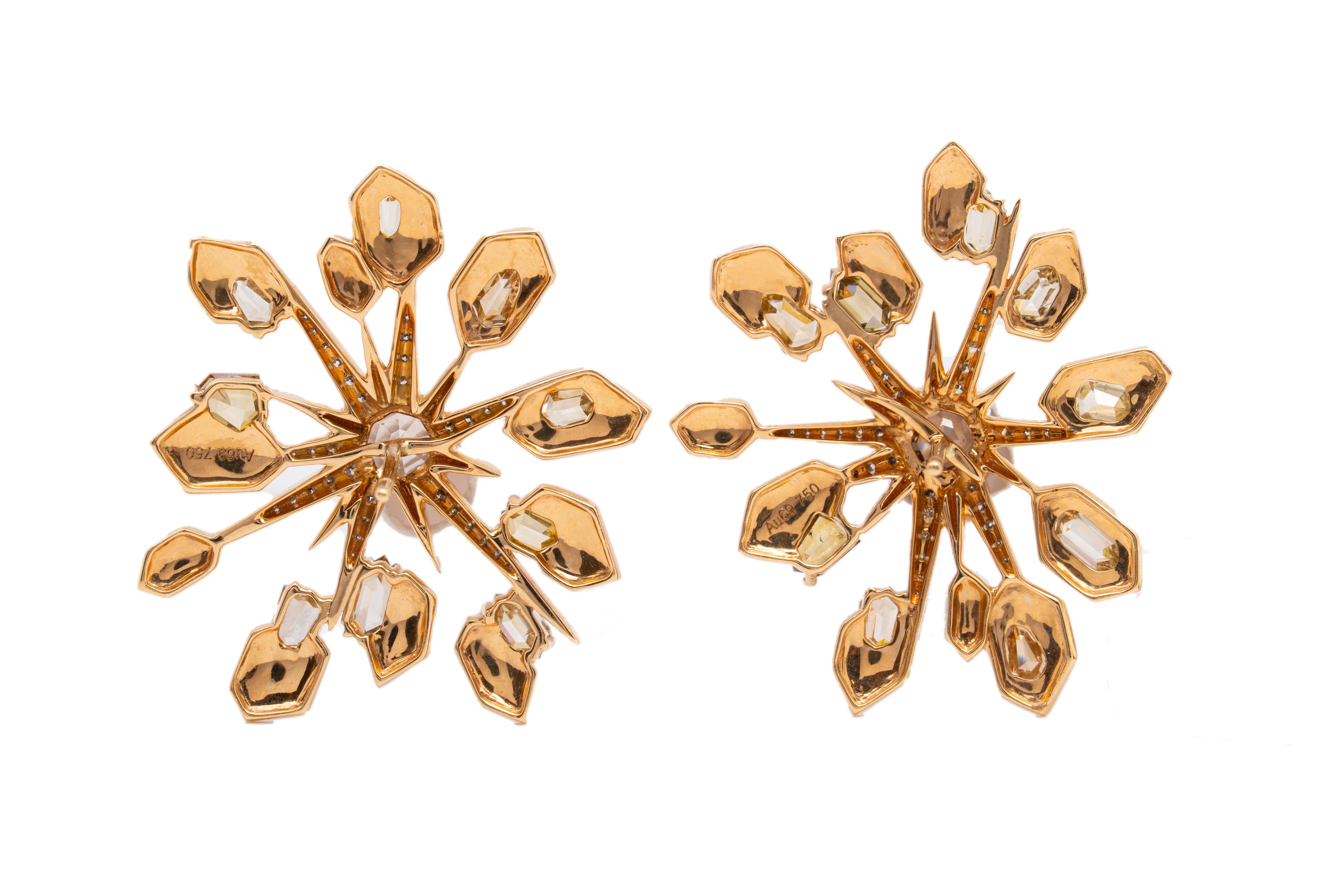 Boucles d'oreilles en diamant brillant, or jaune 18K, Austy Lee Unisexe en vente