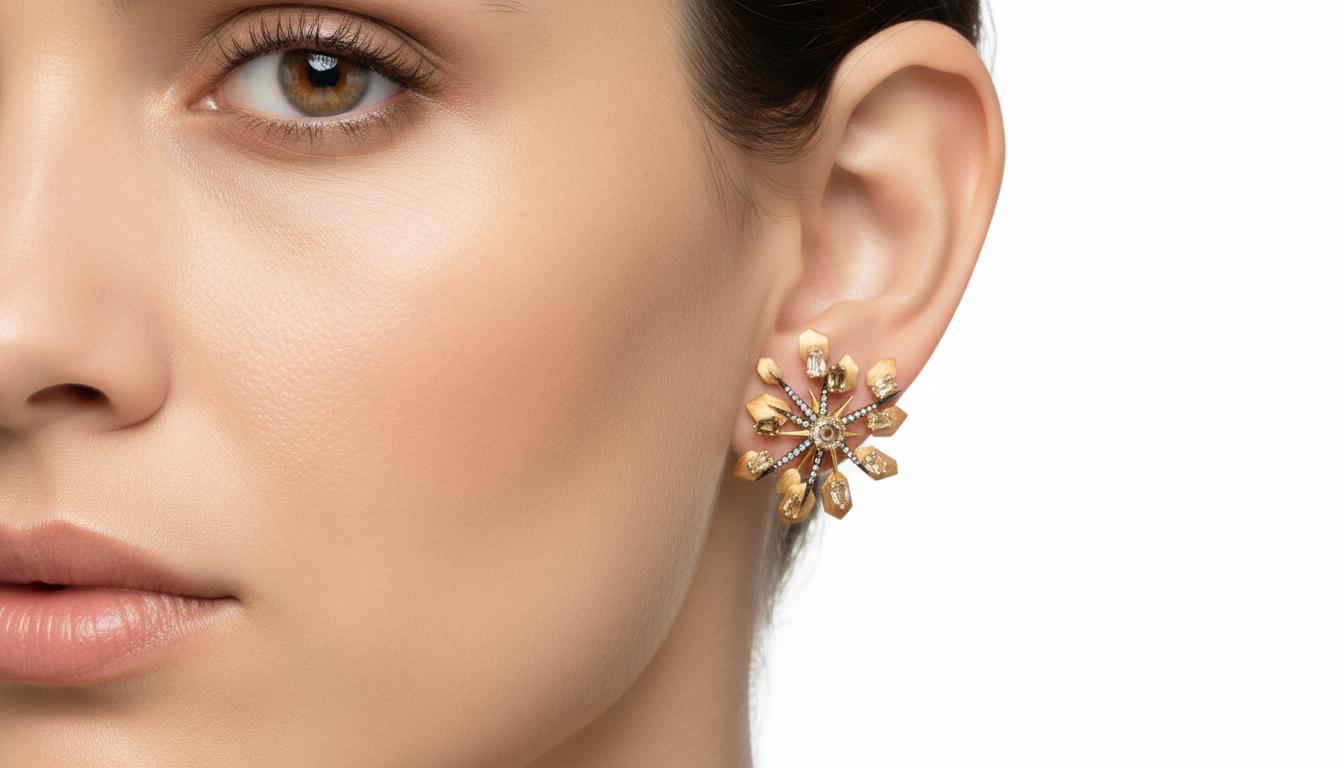 Boucles d'oreilles en diamant brillant, or jaune 18K, Austy Lee en vente 1