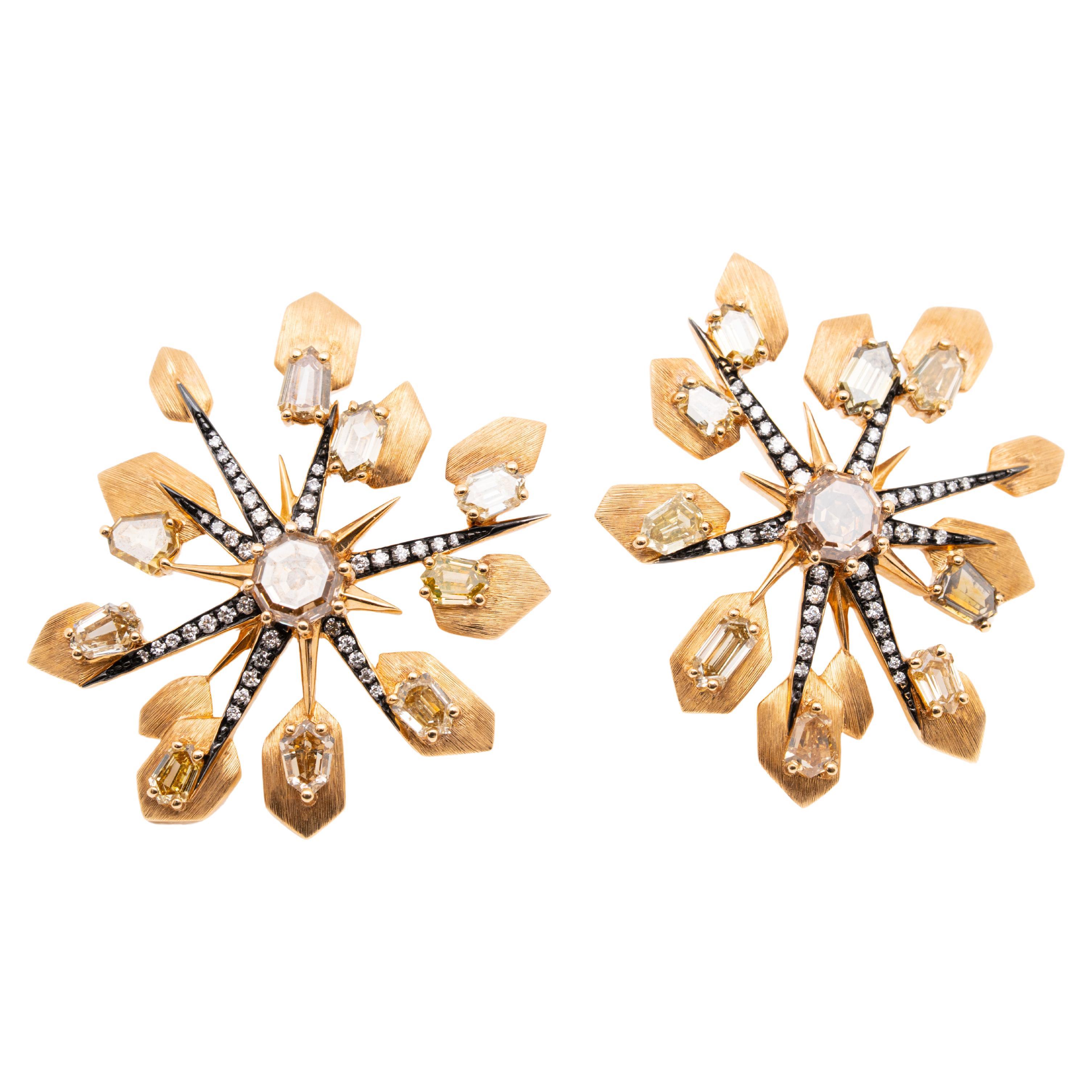 Boucles d
oreilles en diamant brillant, or jaune 18K, Austy Lee en vente
