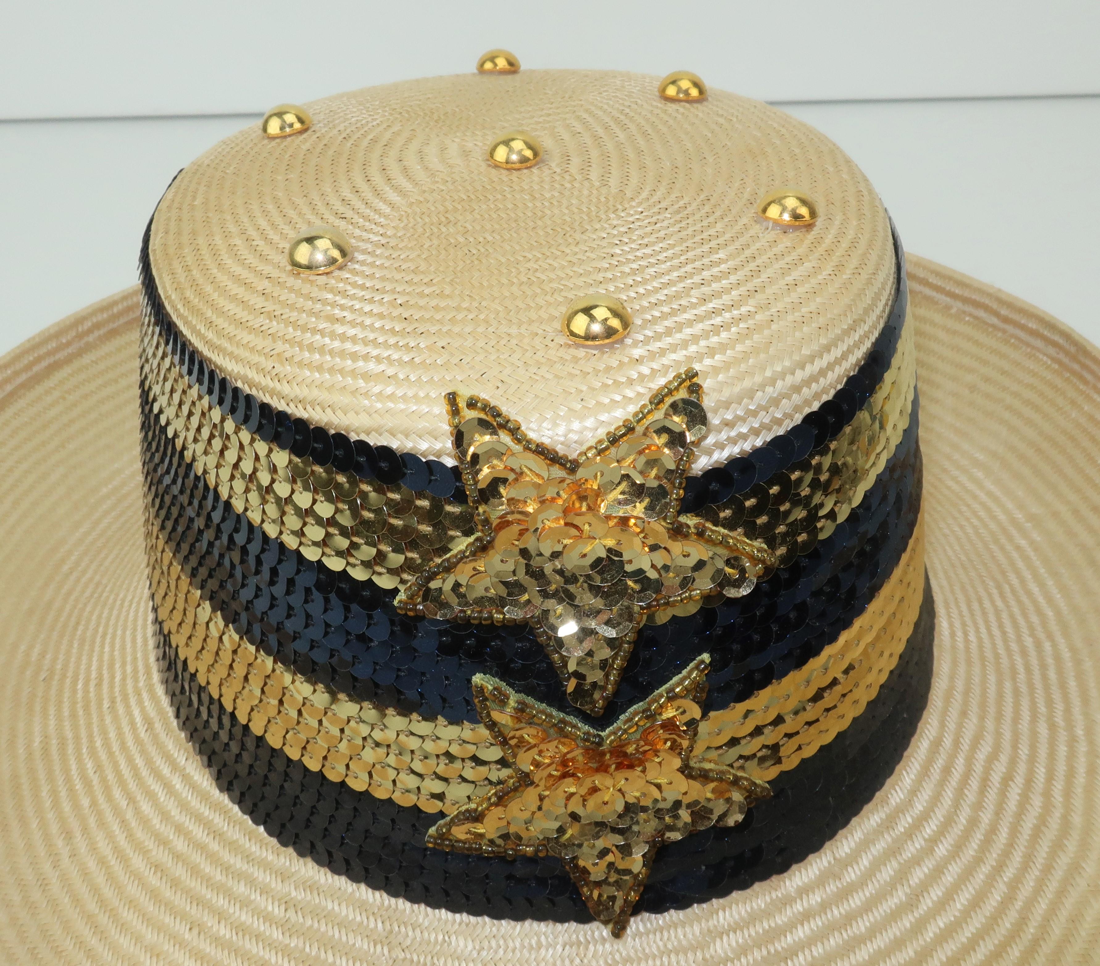 Women's Star Spangled Sequin Straw Hat