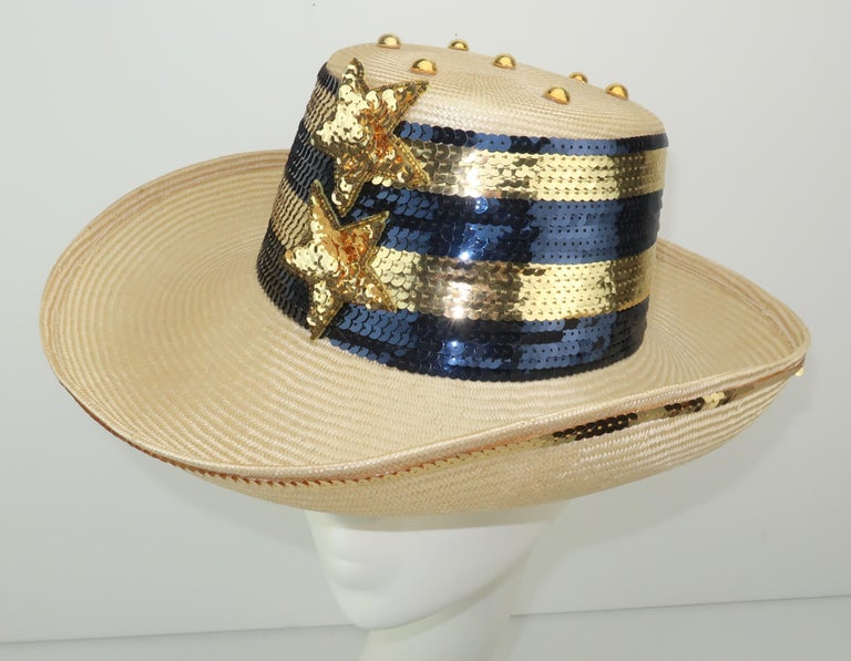 Star Spangled Sequin Straw Hat For Sale 2