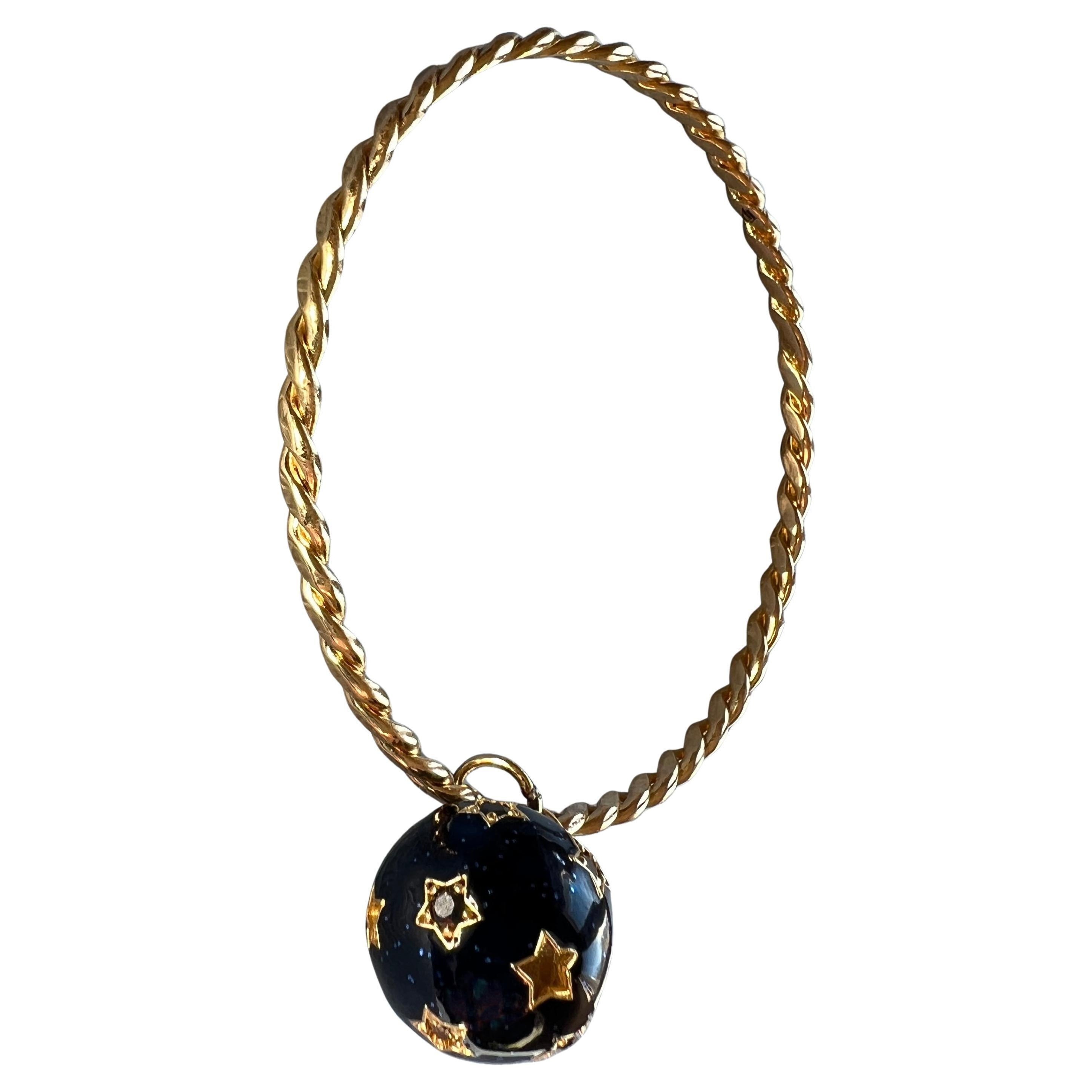 Star Sphere Armreif Weißer Diamant Schwarzer Diamant im Angebot